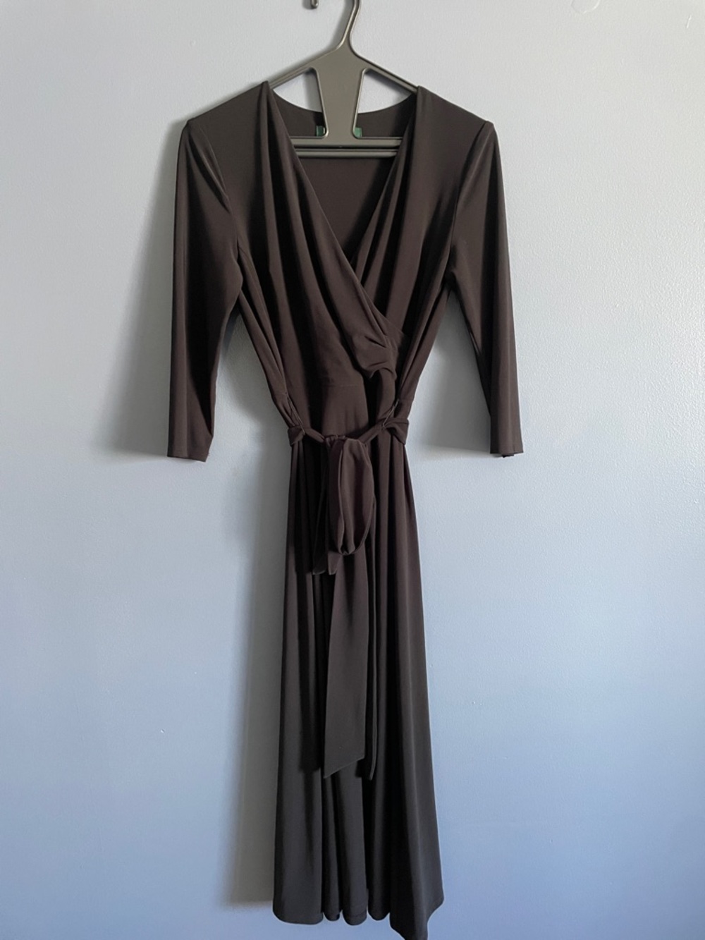 Lauren, Ralph Lauren Black Midi Wrap Dress, 3/4 Sleeve